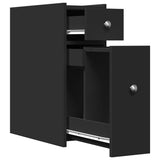 Narrow Bathroom Cupboard with Wheels Black Engineered Wood 855287