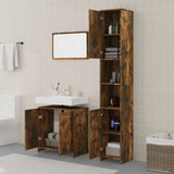 3 Piece Bathroom Furniture Set Smoked Oak Engineered Wood 3152716