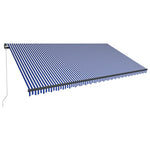 ZNTS Manual Retractable Awning with LED 600x300 cm Blue and White 3051272