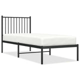 Metal Bed Frame without Mattress with Headboard Black 80x200cm 350855
