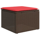 2 Piece Garden Sofa Set with Cushions Brown Poly Rattan Acacia 3328667