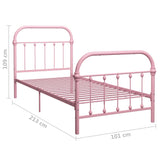 284510 Bed Frame without Mattress Pink Metal 90x200 cm