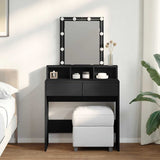 Dressing Table with LED Black 80x41x144.5 cm 848179