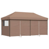 Foldable Party Tent Pop-Up with 4 Sidewalls Brown 4004956