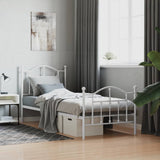 Metal Bed Frame without Mattress with Footboard White 90x190cm 353498