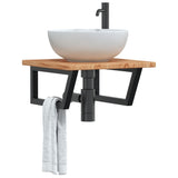 Basin Shelf Wall Mounted Steel and Solid Wood Oak 3302395
