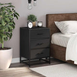 ZNTS Bedside Cabinet Black 40x34.5x60 cm Engineered Wood and Metal 848719