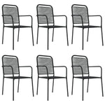 7 Piece Garden Dining Set Black Cotton Rope and Steel 3156541