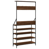 Clothes Rack with Shoe Storage Brown Oak 90x34x184 cm 837881
