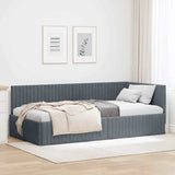 Corner Bed Frame with Headboard Dark grey 100 x 200 cm Velvet 42016277