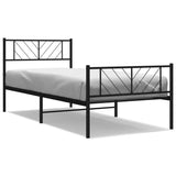 ZNTS Metal Bed Frame without Mattress with Footboard Black 100x200cm 372192