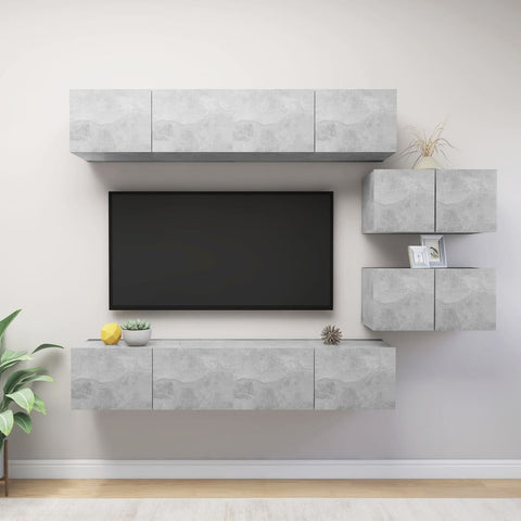 6 Piece TV Cabinet Set Concrete Grey Engineered Wood 3079146