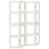 Room Divider 4 Panels White Solid Wood Paulownia 358690