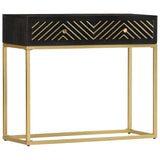Console Table Black and Gold 90x30x75 cm Solid Mango Wood 286518