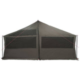 Family Tent Brown grey 600 x 400 x 268 cm Polyester and Steel 42029015