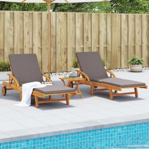 ZNTS Sun Loungers 2 pcs with Cushions 200x68x83 cm Solid Wood Acacia 3206373