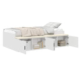 Storage Bed Frame White 100 x 200 cm Engineered wood 3335181
