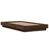 Bed Frame with LED Lights without Mattress Brown Oak 90x200cm 3281125