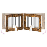 Dog Gate with Stands 4 pcs Smoked Oak 80 x 60 cm 892135