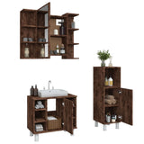 3 Piece Bathroom Cabinet Set Smoked Oak Engineered Wood 3187609
