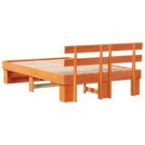 Bed Frame with Headboard Wax Brown 140 x 190 cm Solid Pine Wood 872490