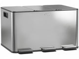 HOMCOM 3 x 20L Pedal Bin, Steel Triple Kitchen Bin with Soft Close Lid, Removable Inner Buckets, T3398P549118