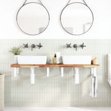 Basin Shelf Wall Mounted Steel and Solid Wood Acacia 3302752