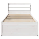 Bed Frame with Headboard White 100x200 cm Solid Wood Pine 3307090