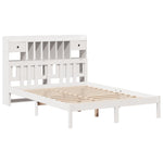 ZNTS Bookcase Bed without Mattress White 150x200 cm King Solid Wood Pine 3322344