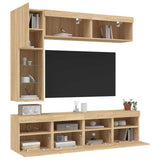 7 Piece TV Wall Cabinet Set with LED Lights Sonoma Oak 3216759
