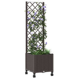 Garden Planter with Trellis&Wheels Brown 40 x 40 x 146 cm PP 3422919