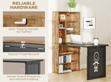 Folding Desk with Blackboard Multi-function Computer Office Workstation Side Shelf for Home Office, T3398P343631