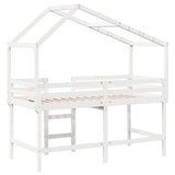 ZNTS Loft Bed with Ladder and Roof without Mattress White 90x190 cm Single 3282069