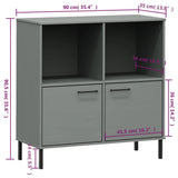 Bookcase with Metal Legs Grey 90x35x90.5 cm Solid Wood OSLO 351016