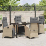 Garden Dining Set with Cushion 5 pcs Beige Poly Rattan 3380564