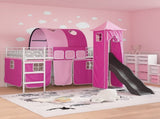 Kids'Loft Bed Frame White and Pink 80 x 200 cm Metal 42020907