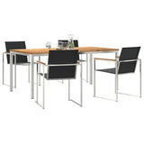 Garden Dining Set 5 pcs Solid Teak Wood and Stainless Steel 3334833