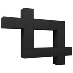 ZNTS 10 Piece TV Cabinet Set Black Engineered Wood 3078842