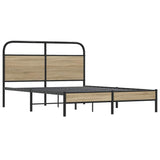 Bed Frame Without Mattress 140x190 cm Smoked Oak Engineered Wood 4100356