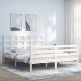 Bed Frame without Mattress White King Size Solid Wood 3193992