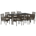 Garden Dining Set 9 pcs Brown Poly rattan 3334868