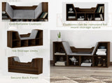 Bookcase Storage Shelf with Cushioned Reading Seat, Cube Bookshelf Organizer for Bedroom Living T3398P328329