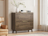80cm Walnut Shoe Cabinet, Mid-Century Modern Freestanding Shoe Cabinet, Freestanding Organizer with W6296P537617
