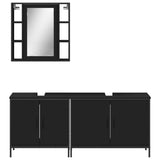 3 Piece Bathroom Cabinet Set Black Engineered Wood 3214730