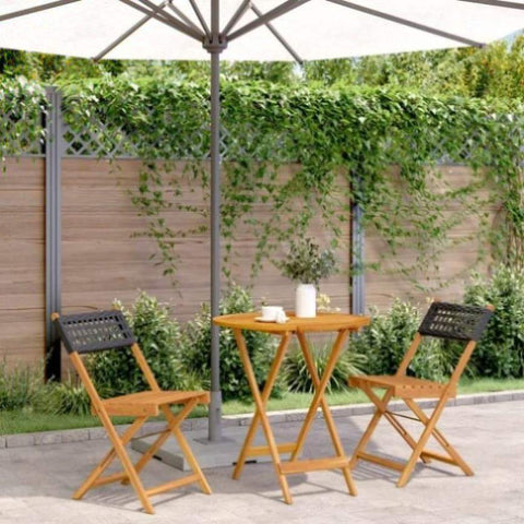 ZNTS 3 Piece Bistro Set Black Poly Rattan and Solid Wood 3281838