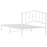 Metal Bed Frame without Mattress with Headboard White 107x203cm 373834