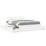 Bed with Drawers and Mattress White 140x200 cm Solid Wood Pine 3281899