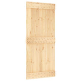 Sliding Door with Hardware Set 90x210 cm Solid Wood Pine 3332697