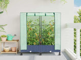 Garden Planter with Greenhouse Cover&Wheels 2 pcs Blue Grey PP 3422976