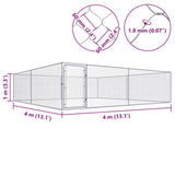 Outdoor Dog Kennel Galvanised Steel 4x4x1 m 170820